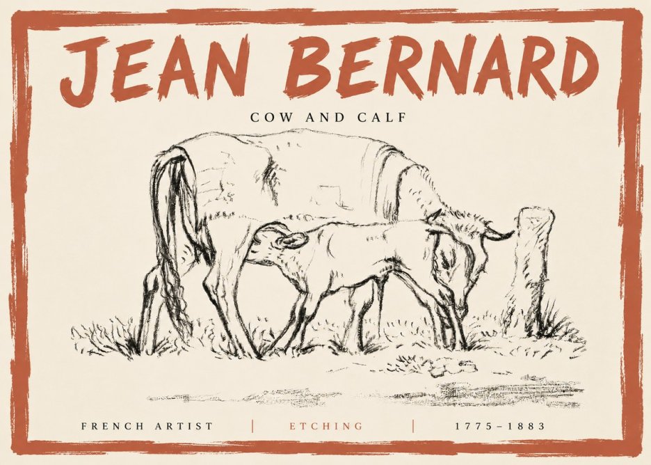 Jean Bernard Cow and Calf I No5 - Poszter
