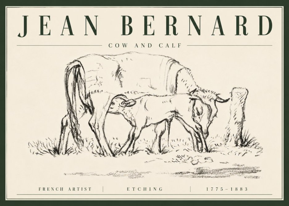 Jean Bernard Cow and Calf I No6 - Poszter
