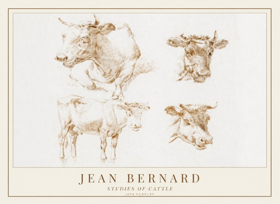 Jean Bernard Studies of Cattle II No1 - Poszter