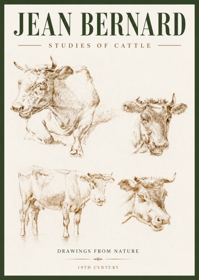 Jean Bernard Studies of Cattle II No2 - Poszter