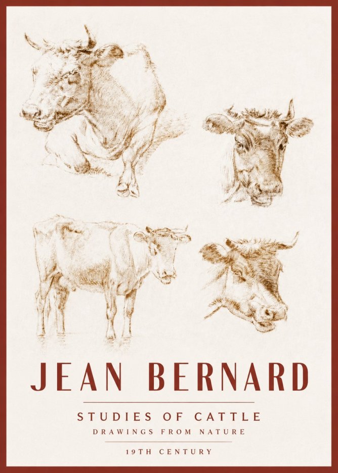 Jean Bernard Studies of Cattle II No3 - Poszter