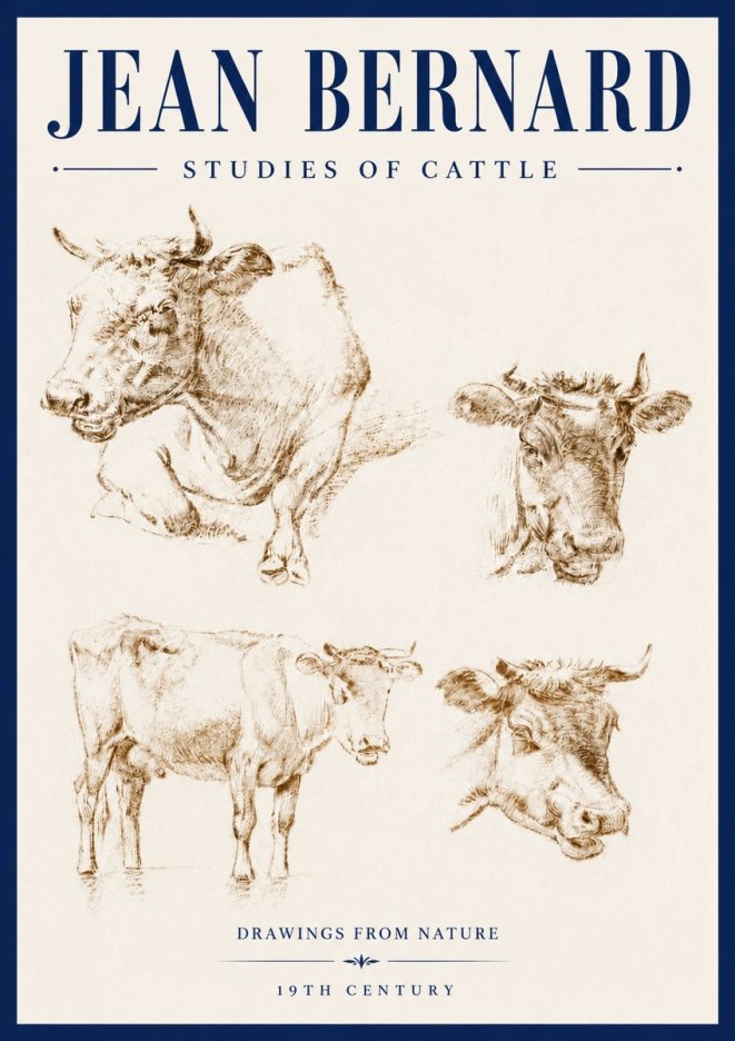 Jean Bernard Studies of Cattle II No4 - Poszter