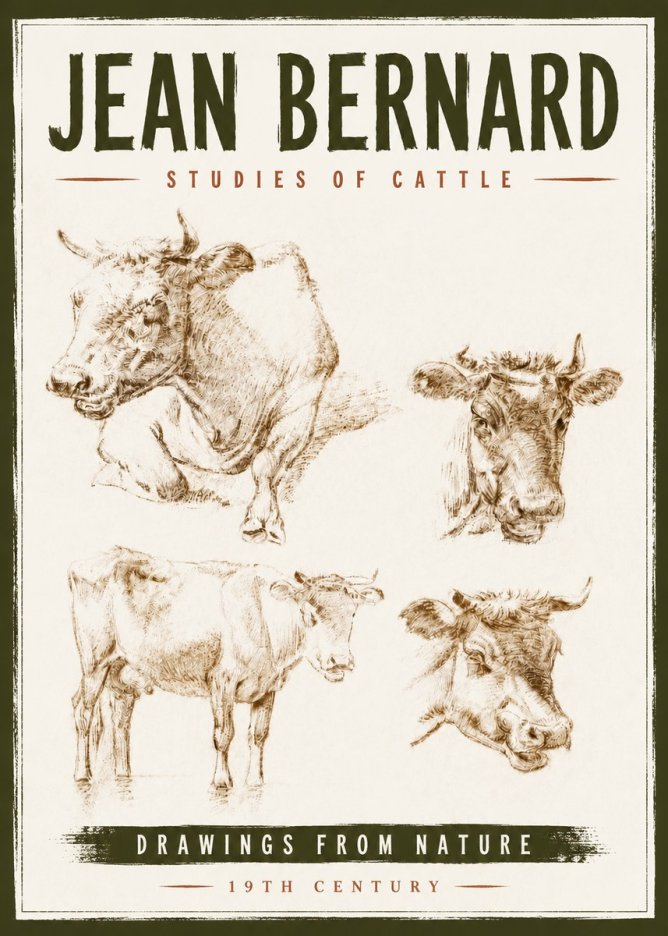 Jean Bernard Studies of Cattle II No6 - Poszter