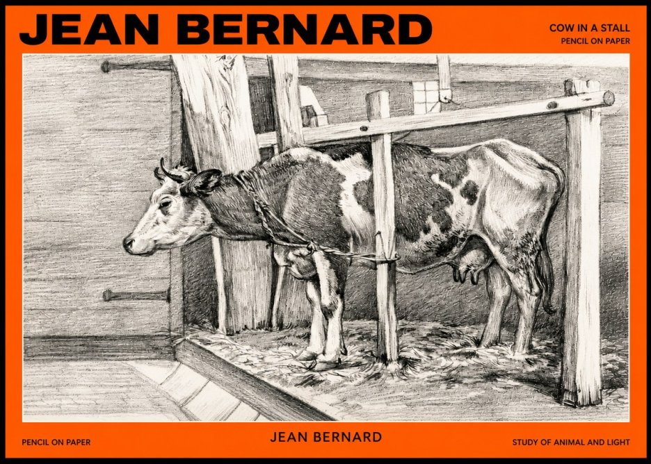 Jean Bernard Cow in a Stall No2 - Poszter