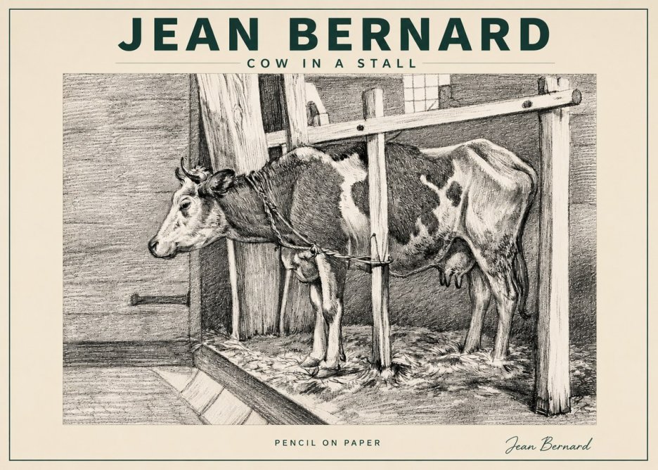 Jean Bernard Cow in a Stall No3 - Poszter