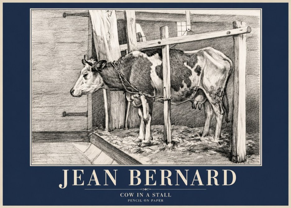 Jean Bernard Cow in a Stall No4 - Poszter