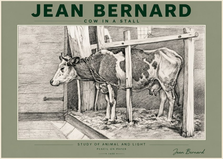 Jean Bernard Cow in a Stall No5 - Poszter