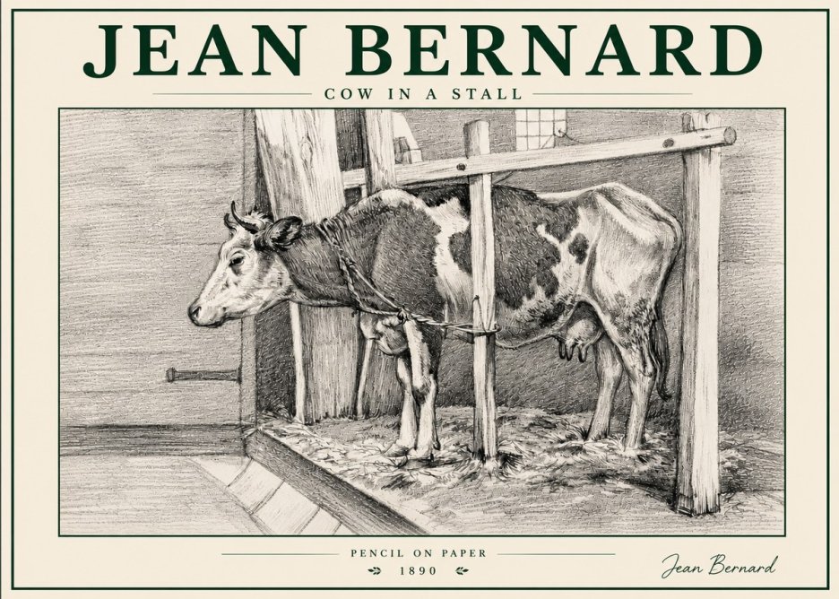 Jean Bernard Cow in a Stall No6 - Poszter