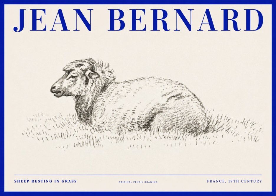Jean Bernard Sheep Resting in Grass No2 - Poszter