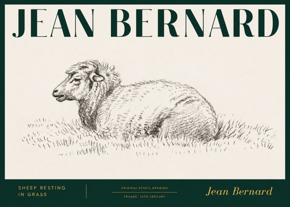 Jean Bernard Sheep Resting in Grass No3 - Poszter