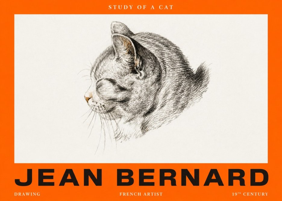 Jean Bernard Study of a Cat I No2 - Poszter