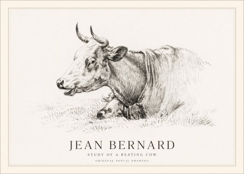 Jean Bernard Study of a Resting Cow IV No1 - Poszter