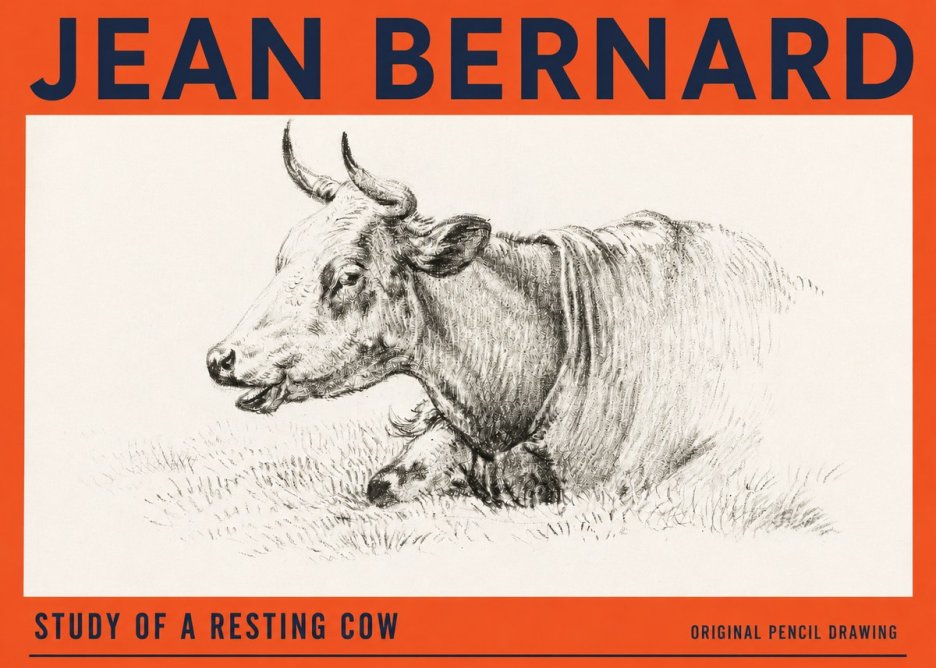 Jean Bernard Study of a Resting Cow IV No3 - Poszter