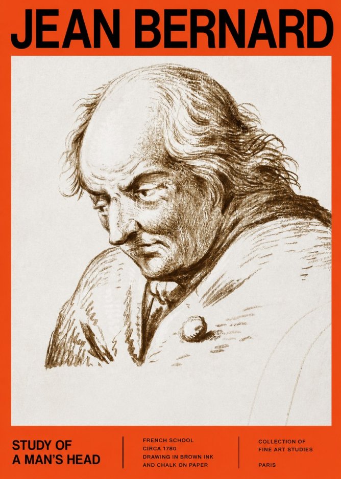 Jean Bernard Study of a Man's Head No2 - Poszter