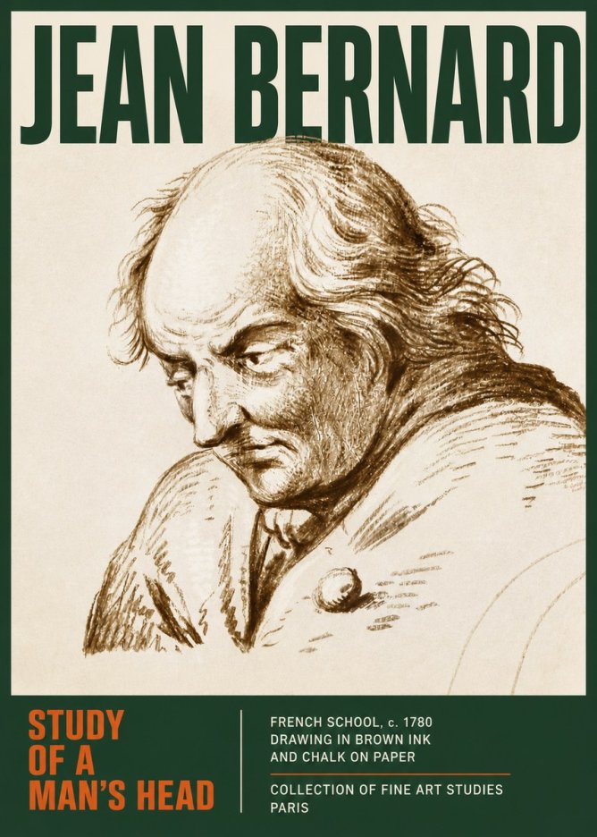 Jean Bernard Study of a Man's Head No4 - Poszter