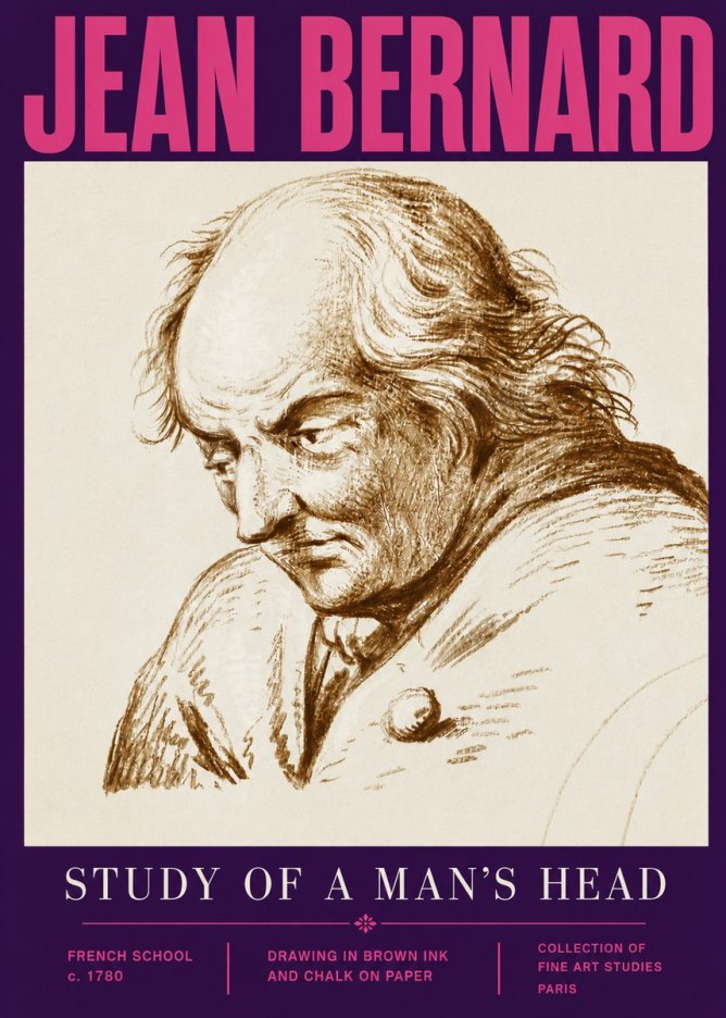 Jean Bernard Study of a Man's Head No5 - Poszter