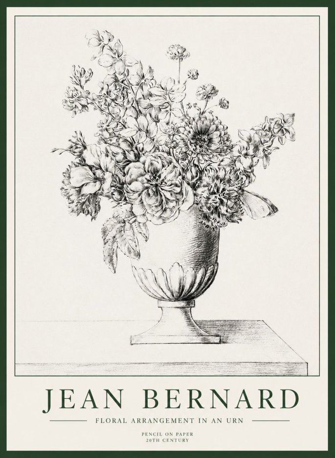 Jean Bernard Floral Arrangement in an Urn No1 - Poszter