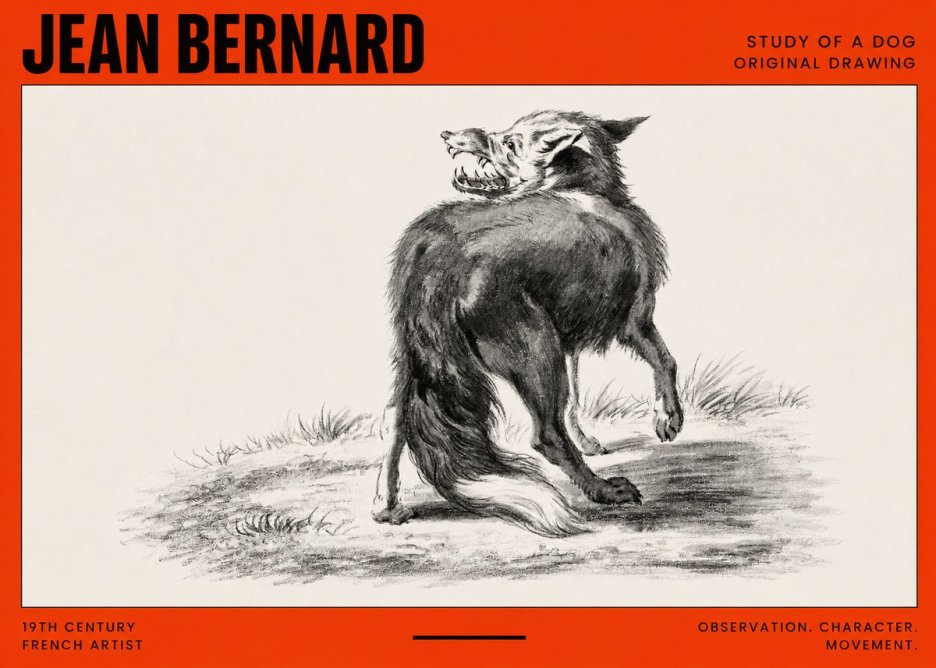 Jean Bernard Study of a Dog II No2 - Poszter