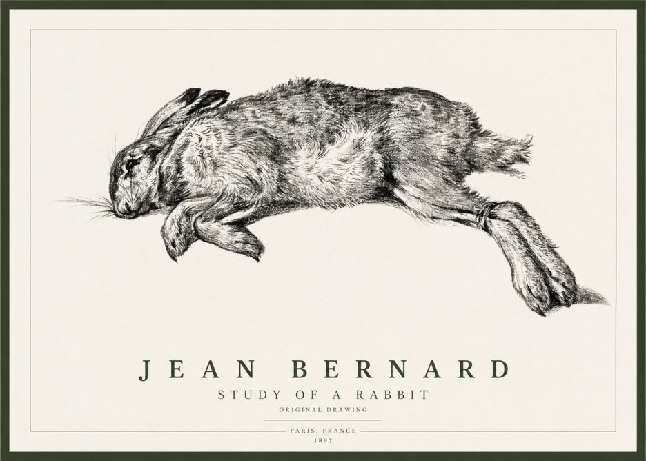 Jean Bernard Study of a Rabbit No1 - Poszter