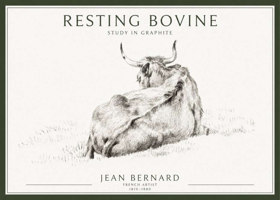 Jean Bernard Resting Bovine - Study in Graphite No1 - Poszter