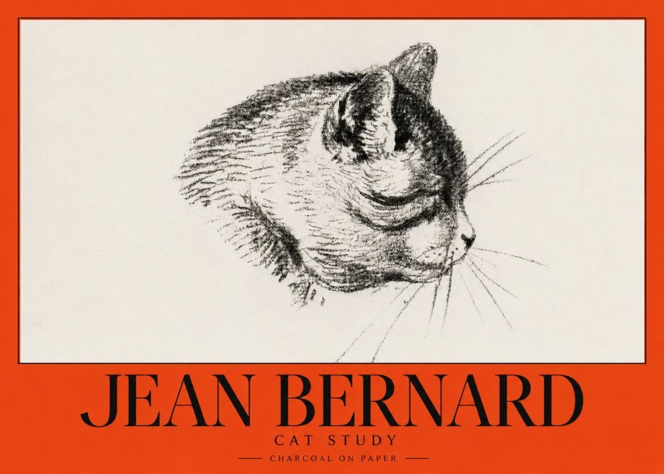 Jean Bernard Cat Study IV No3 - Poszter