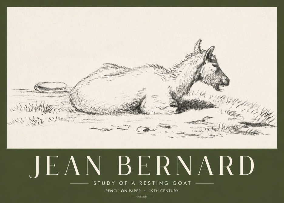 Jean Bernard Study of a Resting Goat No4 - Poszter