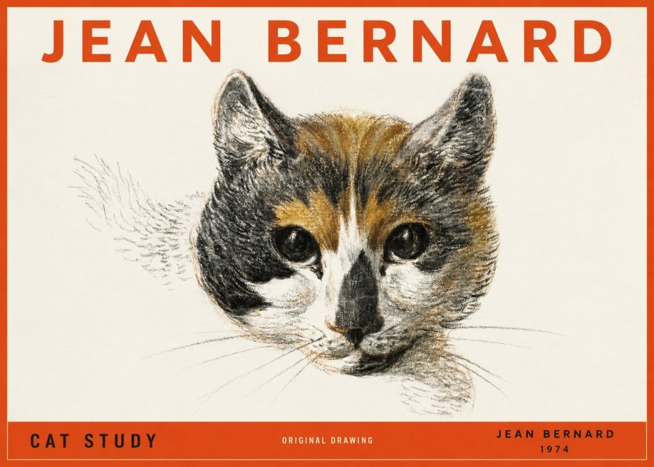 Jean Bernard Study of a Cat II No4 - Poszter