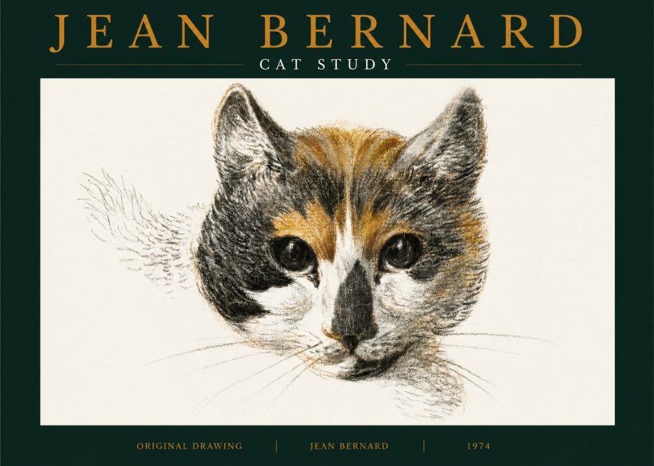 Jean Bernard Study of a Cat II No5 - Poszter