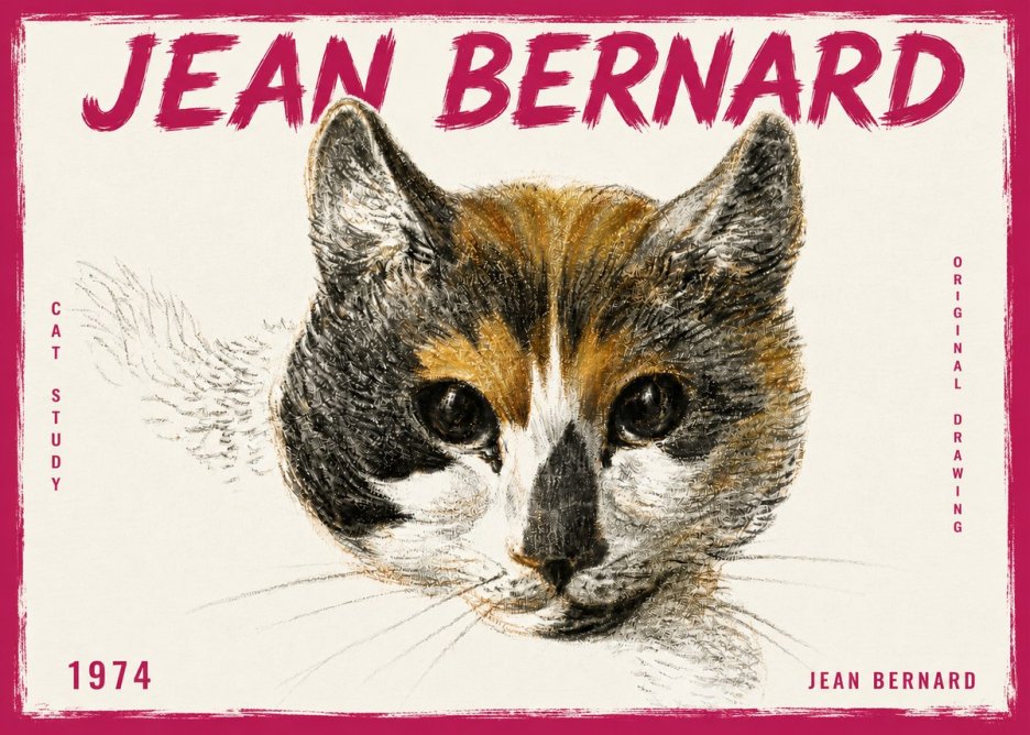 Jean Bernard Study of a Cat II No6 - Poszter