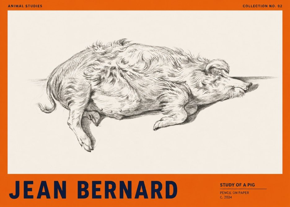 Jean Bernard Study of a Pig I No2 - Poszter