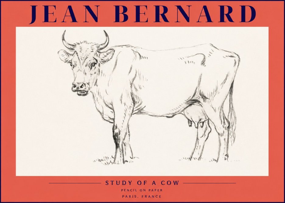 Jean Bernard Study of a Cow VI No4 - Poszter