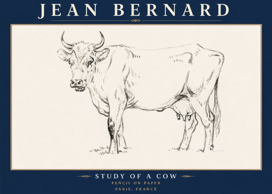 Jean Bernard Study of a Cow VI No6 - Poszter