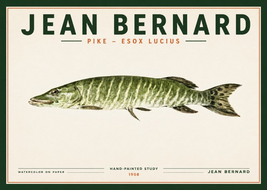 Jean Bernard Northern Pike No3 - Poszter