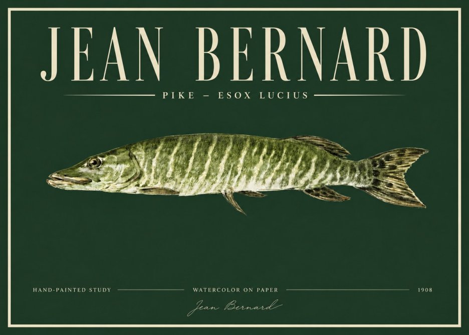 Jean Bernard Northern Pike No4 - Poszter