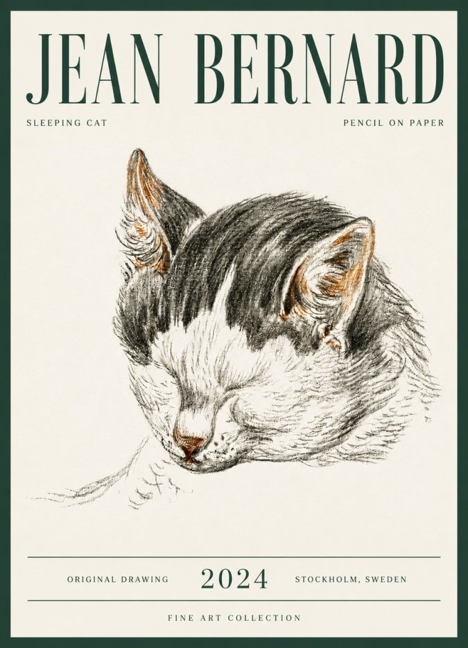 Jean Bernard Sleeping Cat V No6 - Poszter