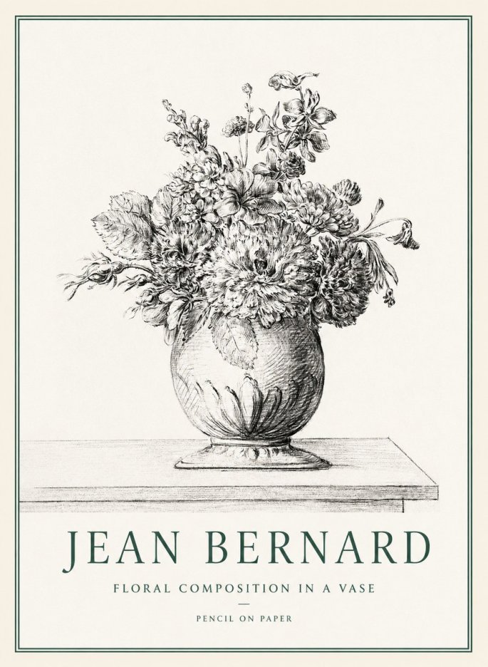 Jean Bernard Floral Composition in a Vase No1 - Poszter