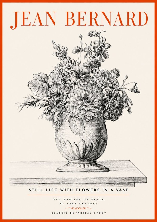 Jean Bernard Floral Composition in a Vase No5 - Poszter