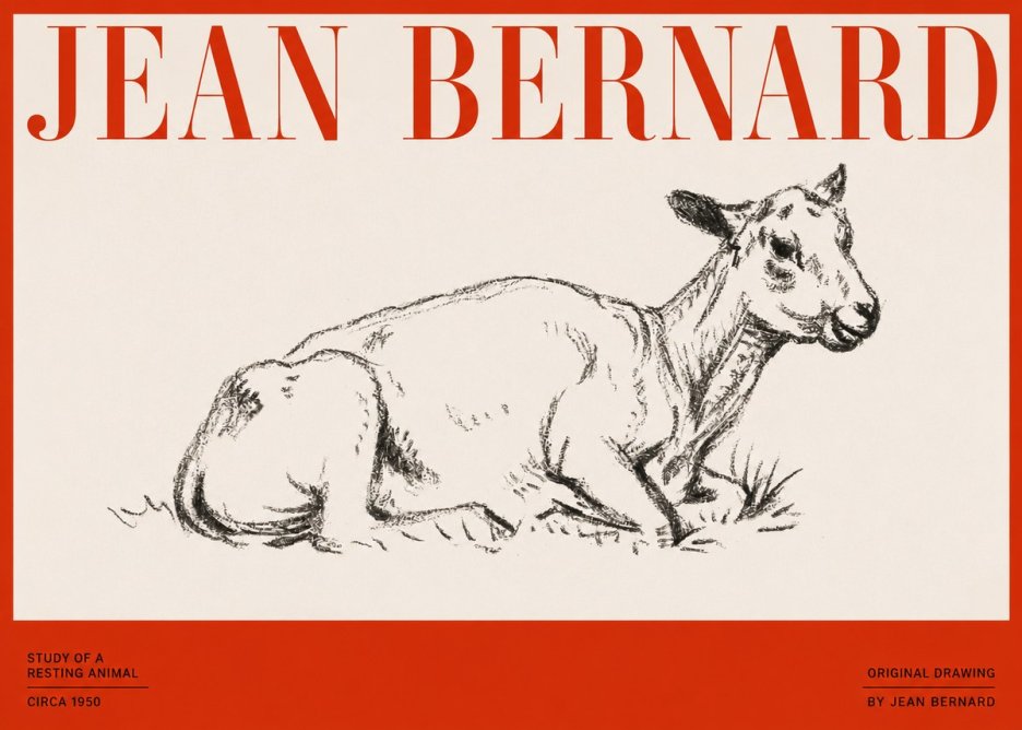 Jean Bernard Study of a Resting Animal No2 - Poszter