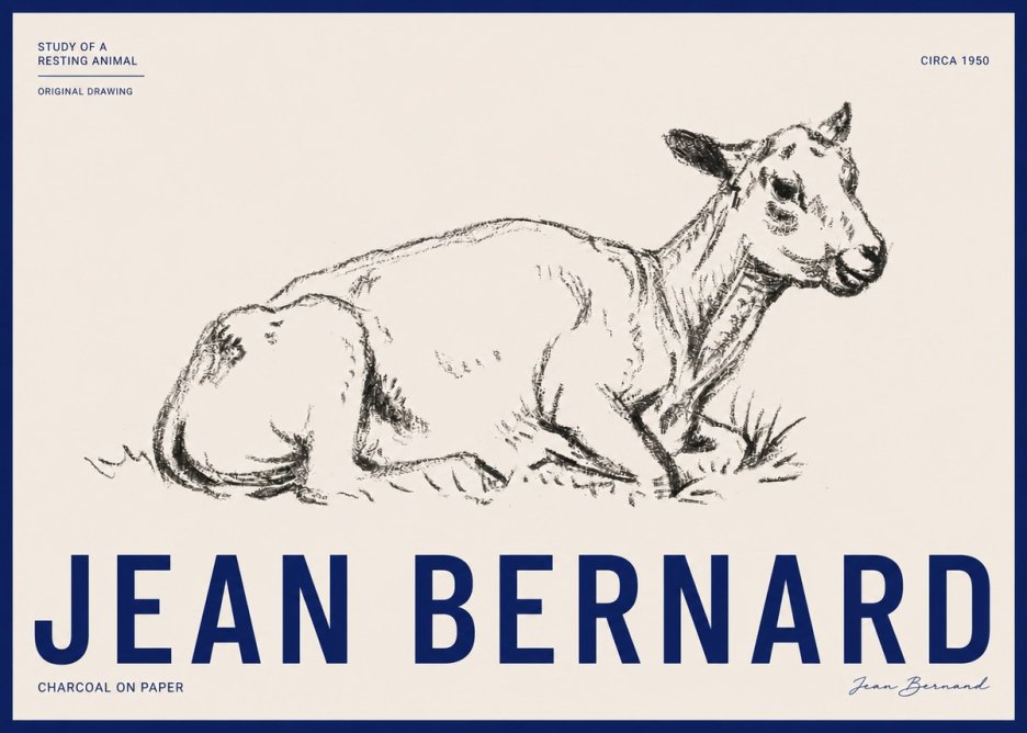 Jean Bernard Study of a Resting Animal No3 - Poszter