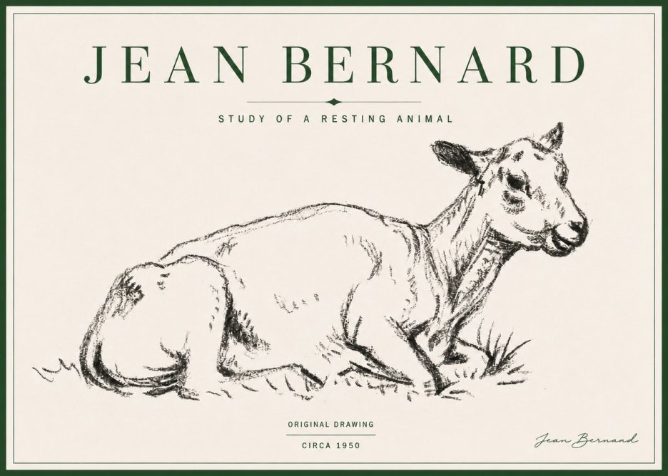 Jean Bernard Study of a Resting Animal No4 - Poszter