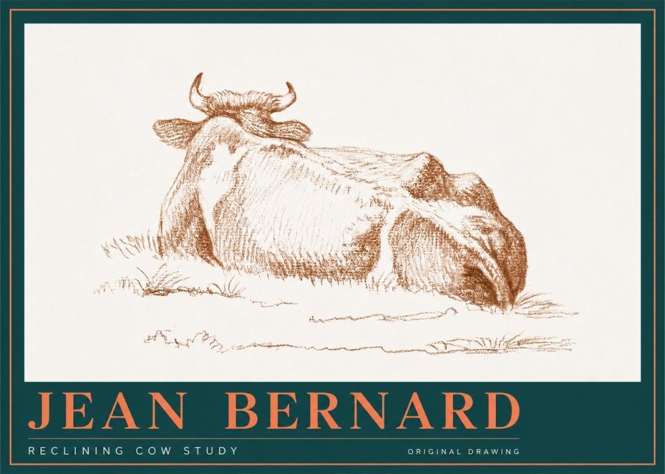 Jean Bernard Reclining Cow Study No2 - Poszter