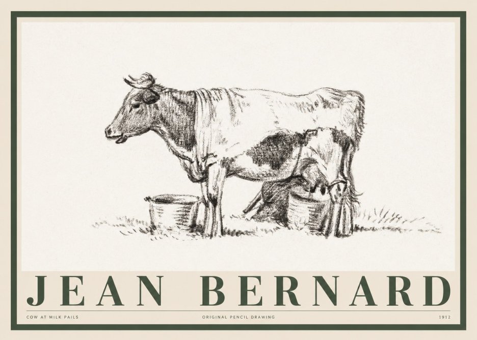 Jean Bernard Cow at Milk Pails No1 - Poszter