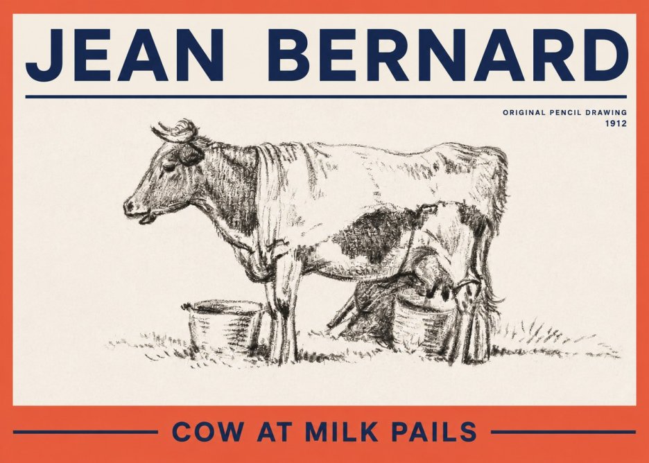 Jean Bernard Cow at Milk Pails No2 - Poszter