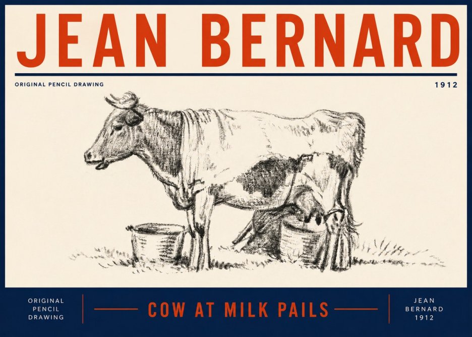 Jean Bernard Cow at Milk Pails No5 - Poszter