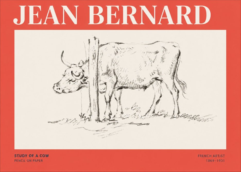 Jean Bernard Study of a Cow VII No5 - Poszter