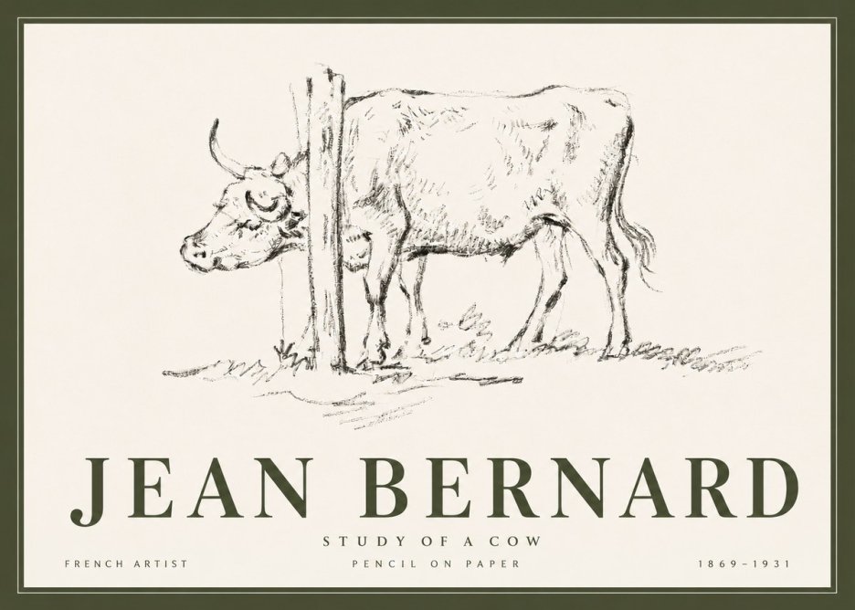 Jean Bernard Study of a Cow VII No6 - Poszter
