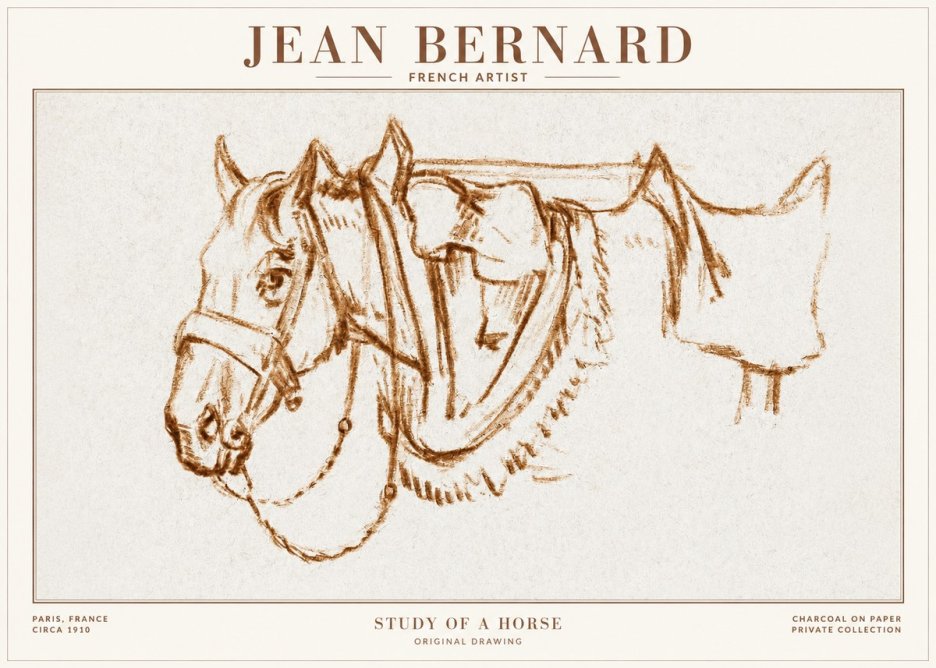 Jean Bernard Study of a Horse VII No1 - Poszter