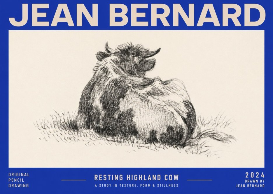 Jean Bernard Resting Highland Cow No2 - Poszter