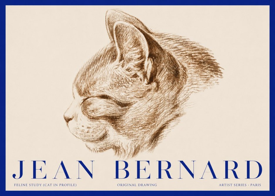 Jean Bernard Cat Study VI No3 - Poszter