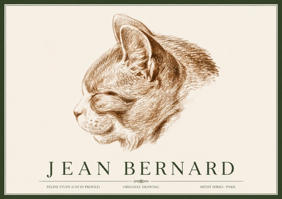 Jean Bernard Cat Study VI No4 - Poszter
